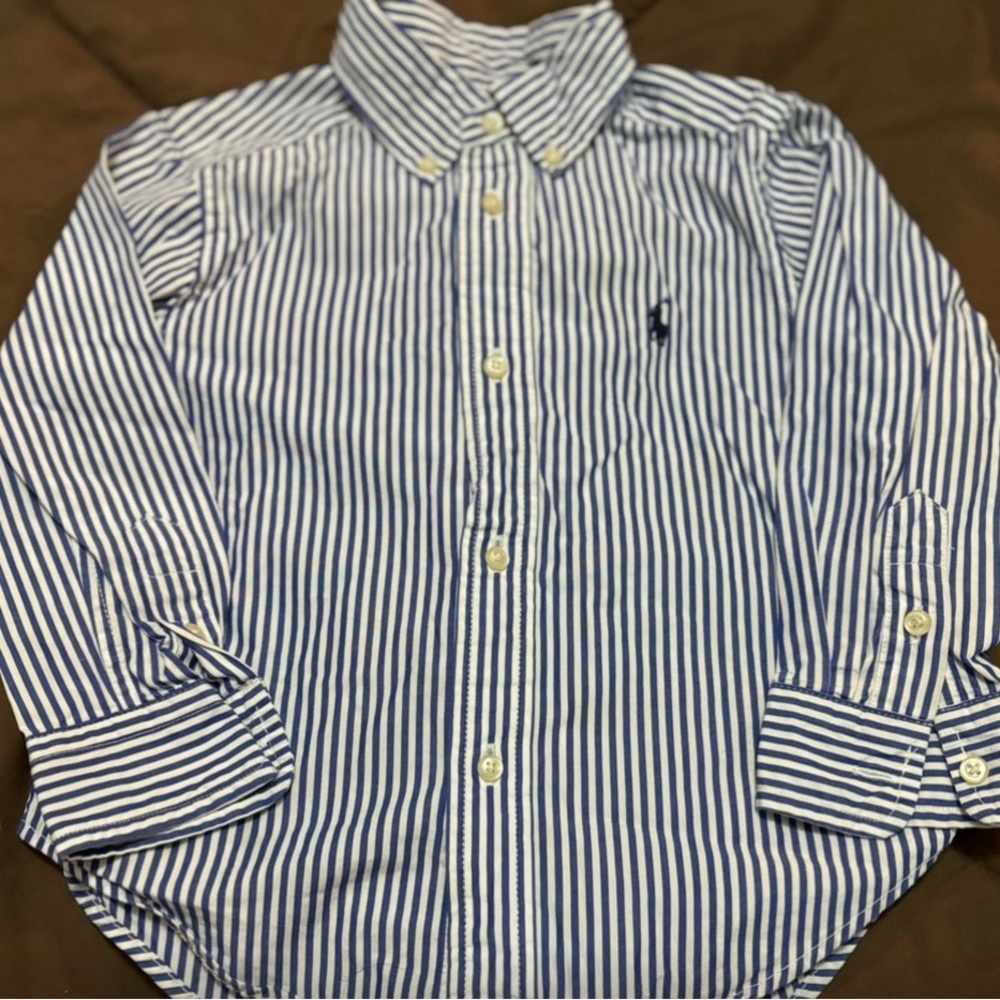 Ralph Lauren, blue and white 3T long sleeve button up